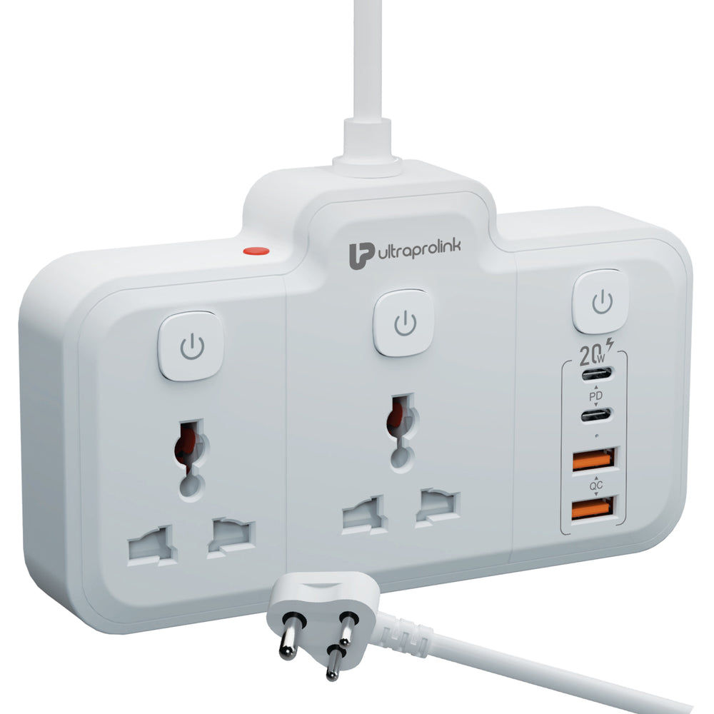 Surge Pro 20 | 2 Socket Surge Protector with 4 USB Ports & 3 Switches ...