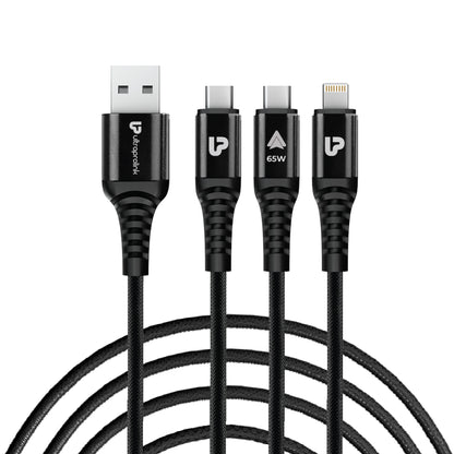 TrioLink 65 3 in 1 Braided Fast Charging Cable with Car Play UL1236