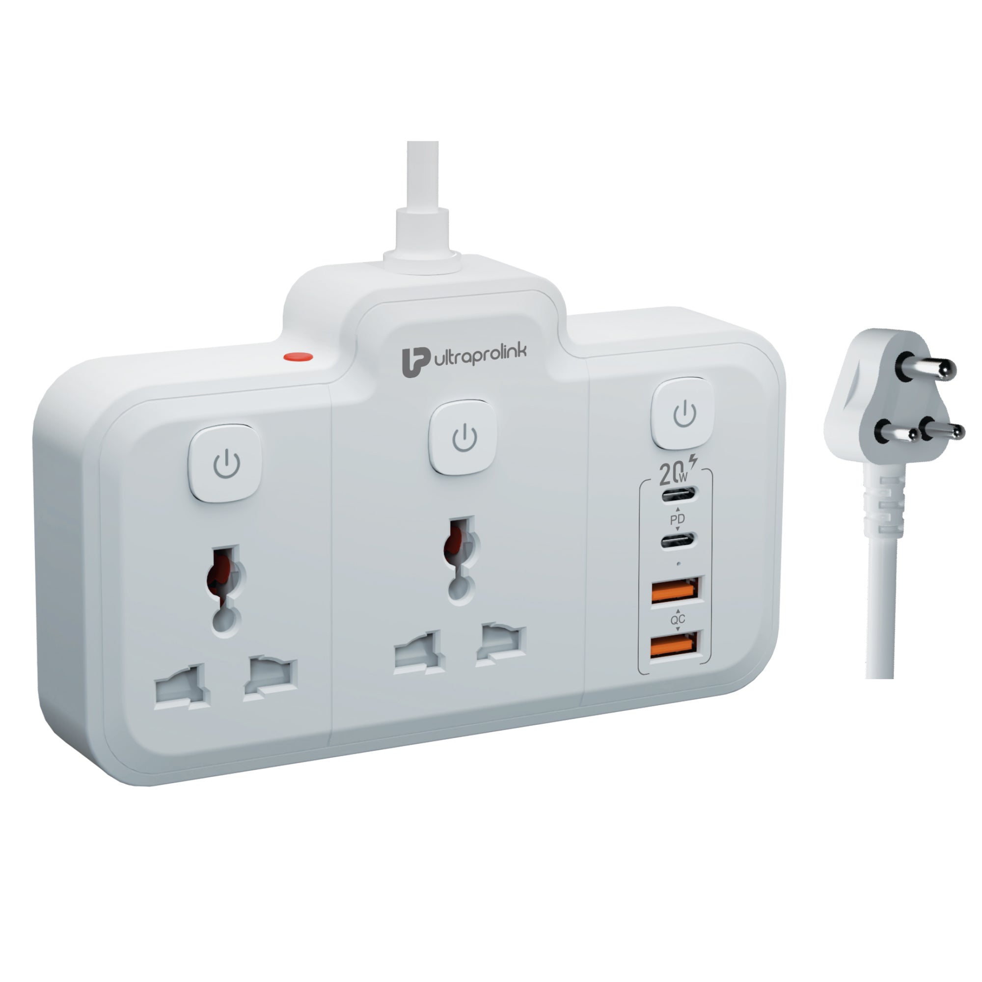 Surge Pro 20 | 2 Socket Surge Protector with 4 USB Ports & 3 Switches | UM1272U-0200