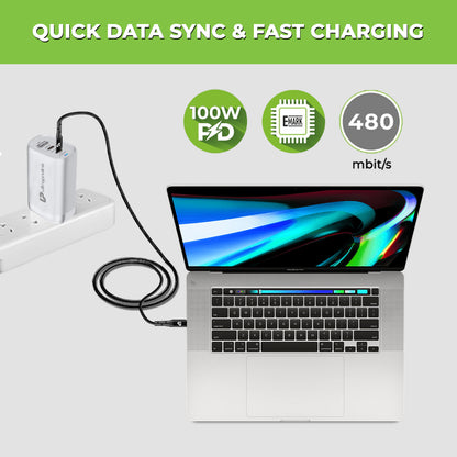 100W fast chargers and data transfer USB Type C to C Power Delivery Cable