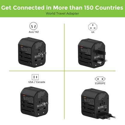 World Travel Adapter with with QC3.0-PD3.0 20W UM1005WTA-PD