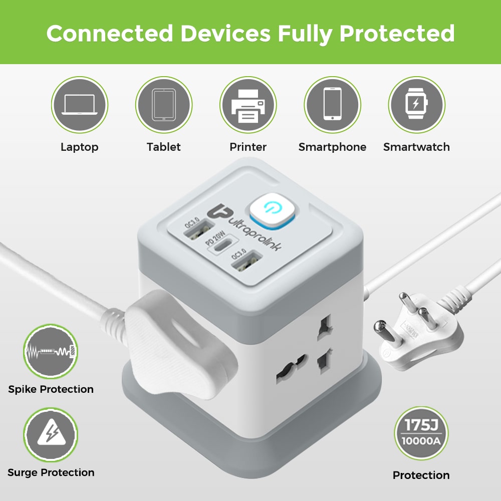 Qube Desktop Surge Protector with QC3.0