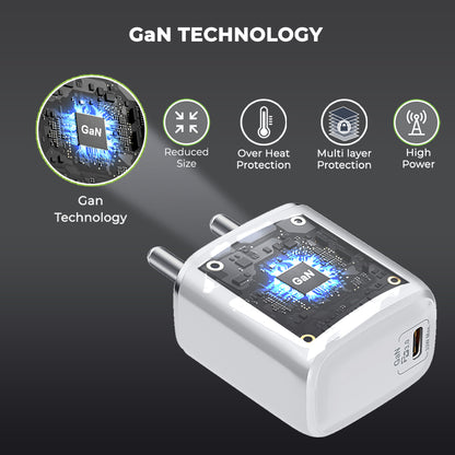 PD33 GaN power delivery fast charger  for laptops, tabs & mobiles