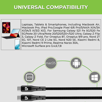 USB Type C to C PD Cable with Universal compatibility