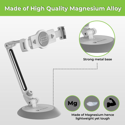 Tabletop Stand holds a phone or tablet for a truly hands-free experience