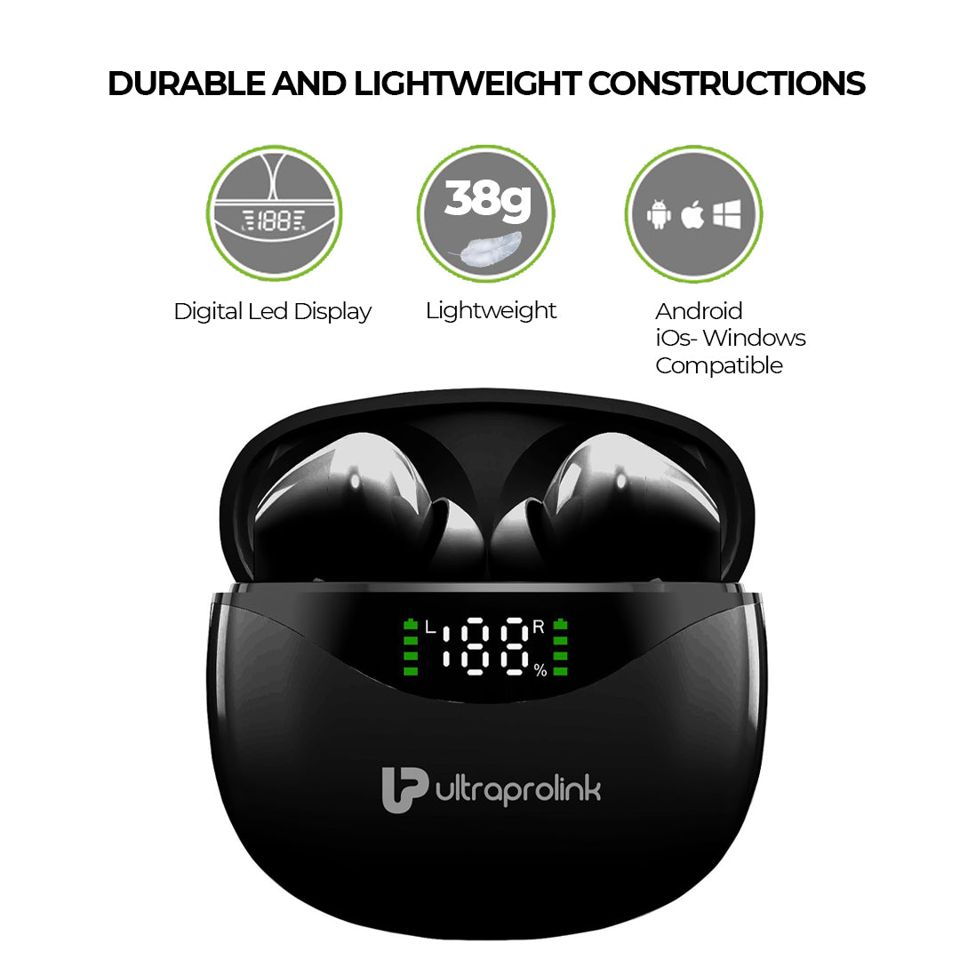 Lightweight Wireless Stereo Earphones with Digital LED display  