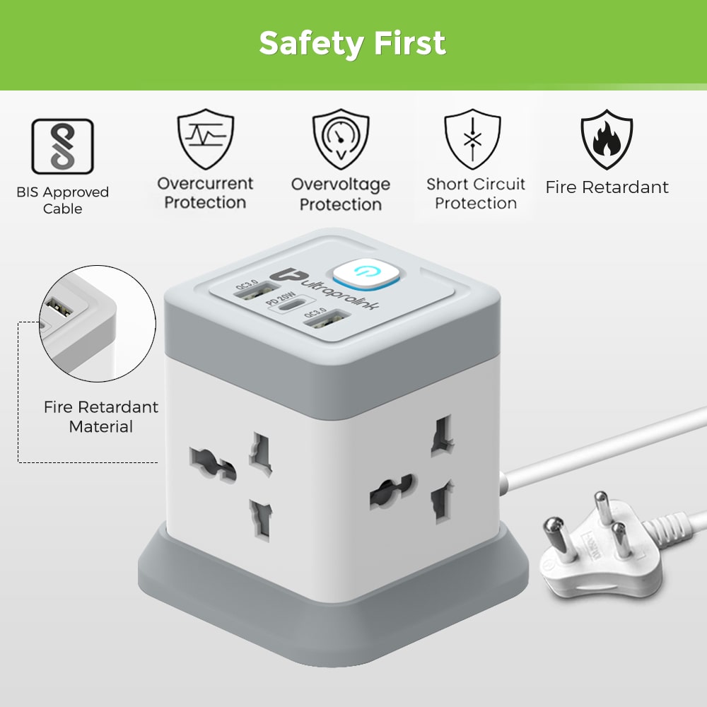 UltraProlink Qube Desktop Surge Protector with QC3.0