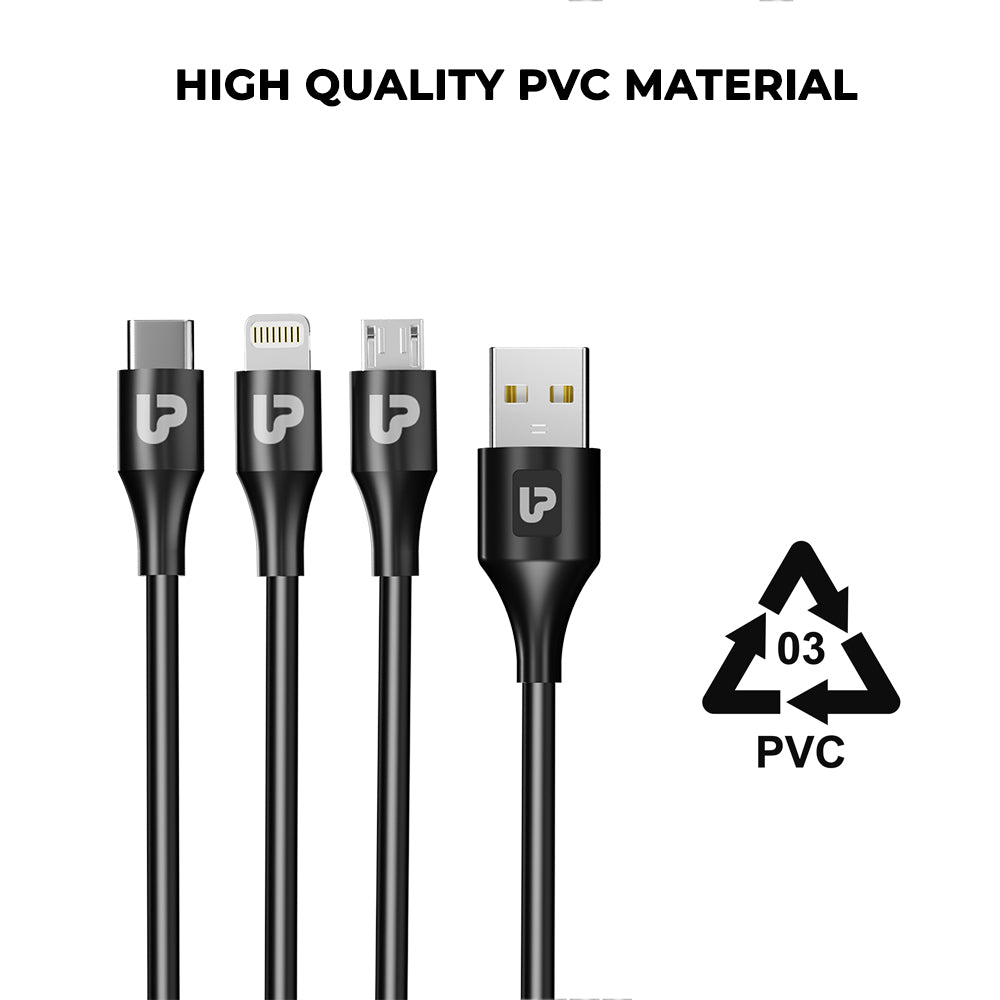 3 in 1 Fast Charging Cable made with high quality pvc material