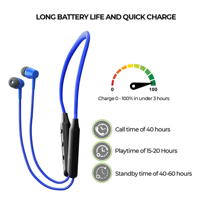 Long battery life & quick charge wireless neckband earphone