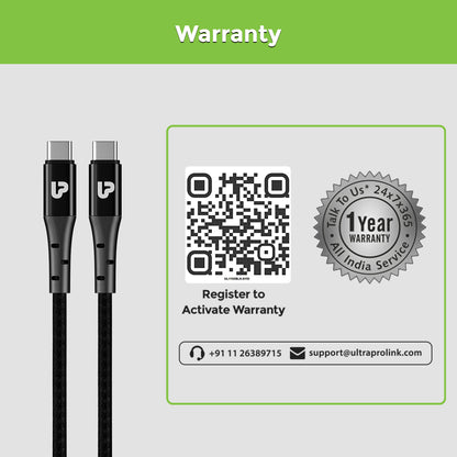 USB Type C to C Power Delivery Cable with 1 Year Warranty