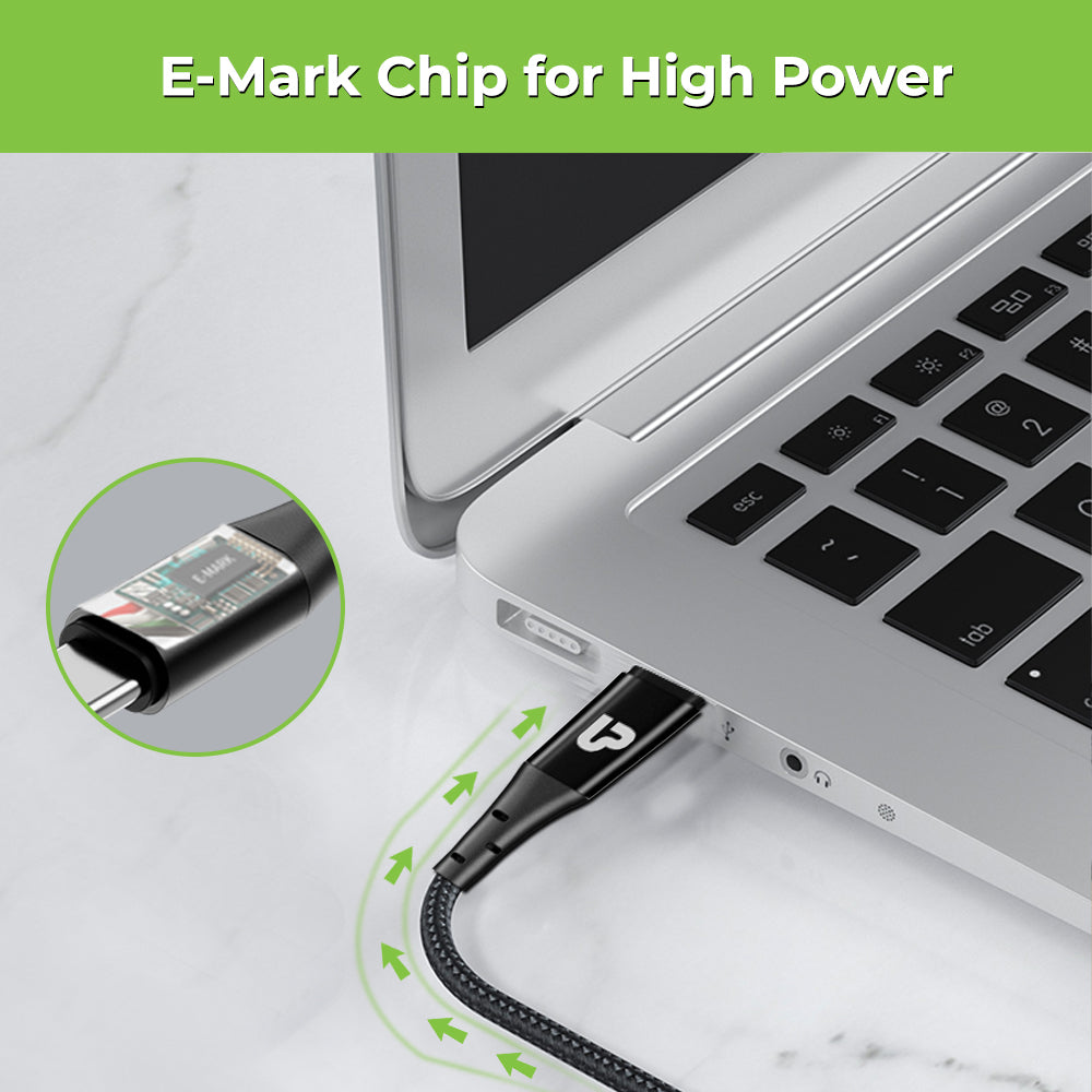 100W fast charging USB Type C to C power delivery cable with E-Mark chipset for a rapid charge