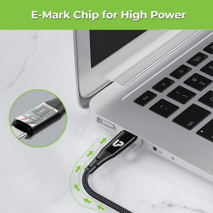100W fast charging USB Type C to C power delivery cable with E-Mark chipset for a rapid charge