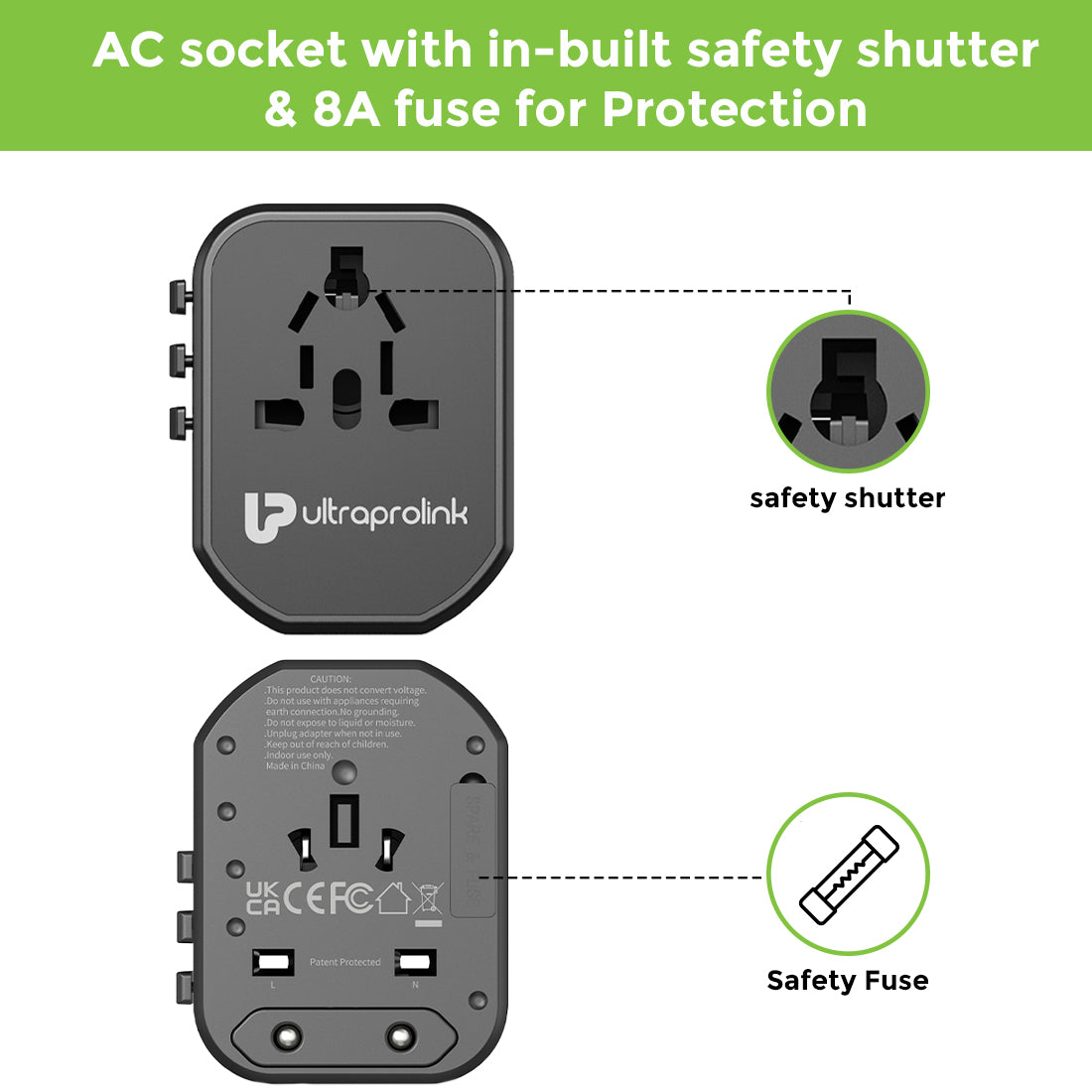 World Travel Adapter with with QC3.0-PD3.0 20W UM1005WTA-PD