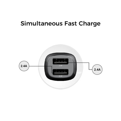 Dual USB Fast Car Charger for Simultaneous Charging 2 devices