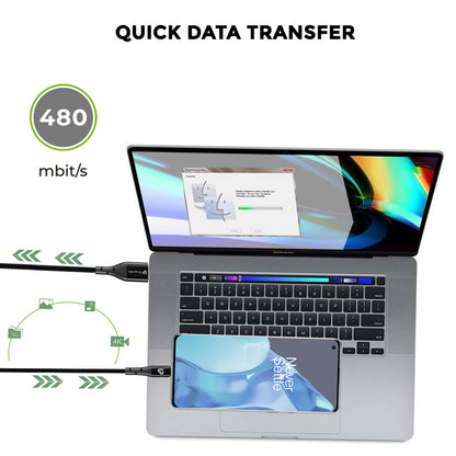 USB A- Type C Fast Charging Cable with quick data transfer mode