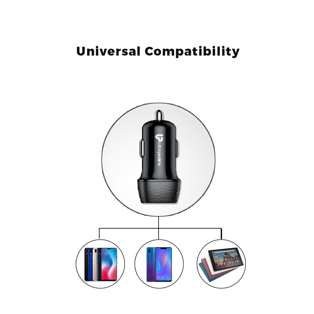 Dual USB Fast Car Charger with Universal compatibility