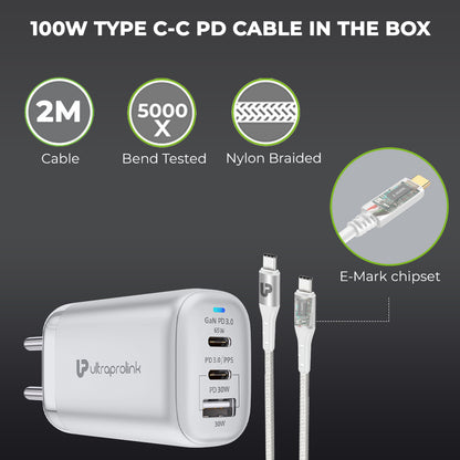 95W Power Delivery GaN Charger with type C cable