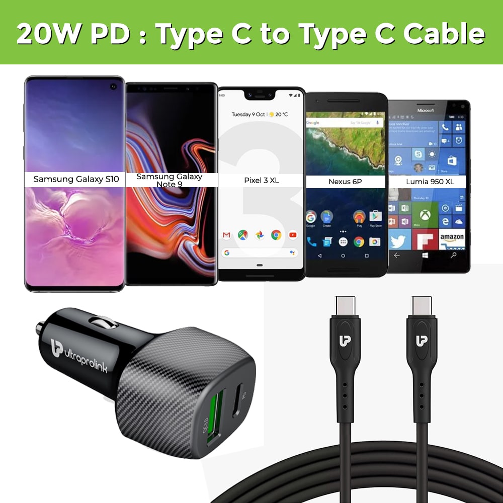 20W  PD power Fast charges with Type C to Type C cable