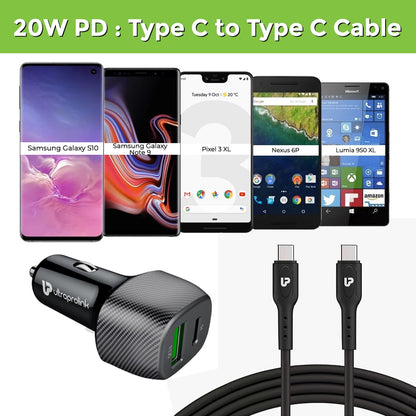 20W  PD power Fast charges with Type C to Type C cable