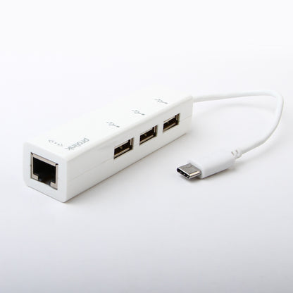 3 port USB 2.0 hub with RJ45 Ethernet for laptops