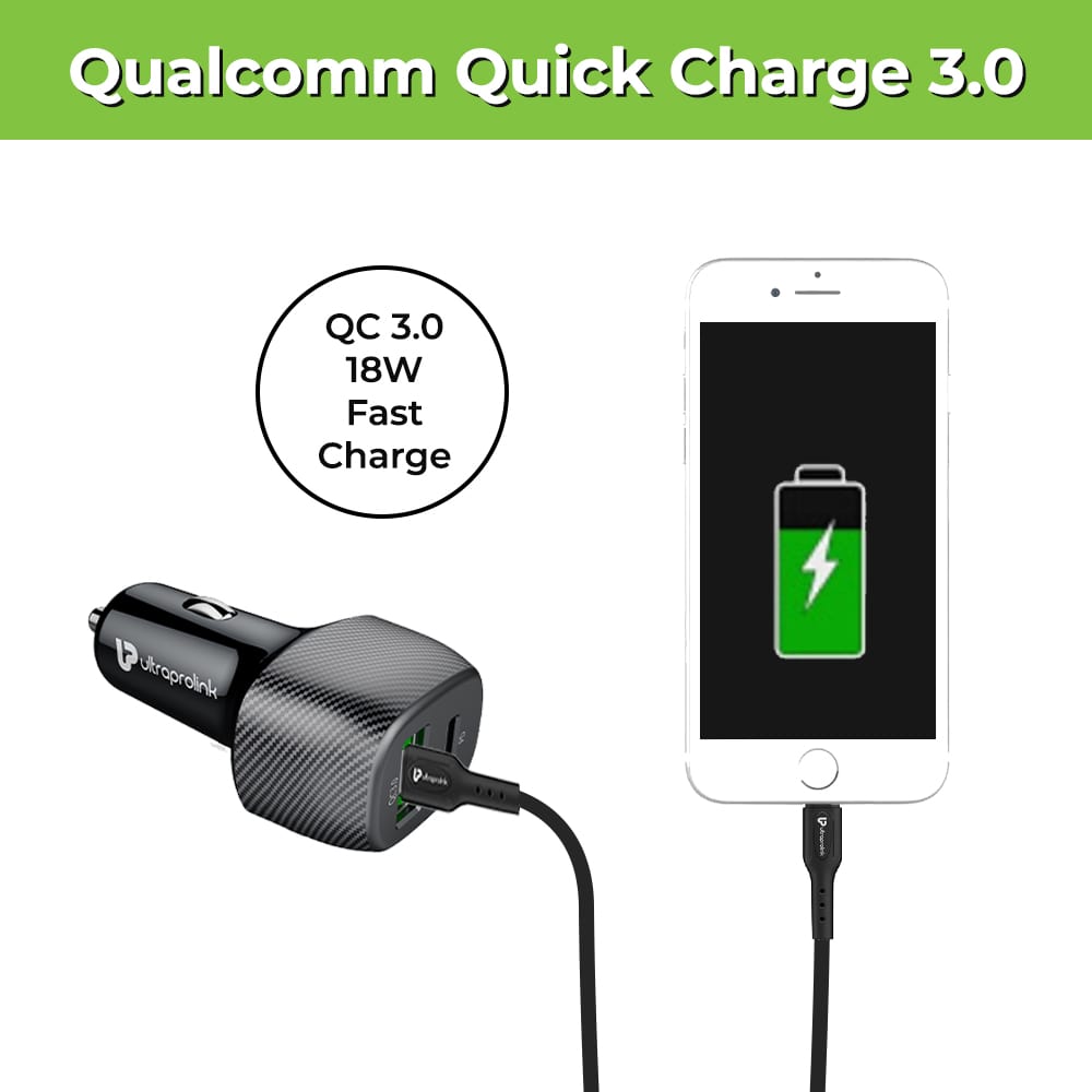 18 W Car Charger With iPhone Cable