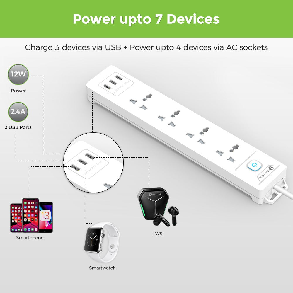 UltraProlink 4 Sockets,3 USB Ports