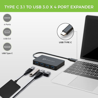 UltraProlink 4 port USB hub with USB type C connector