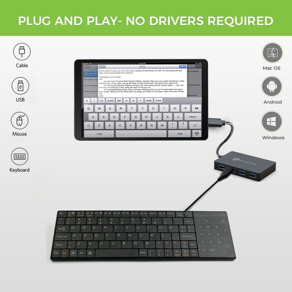 Plug n play USB Type C to 4 USB 3.0 Ports